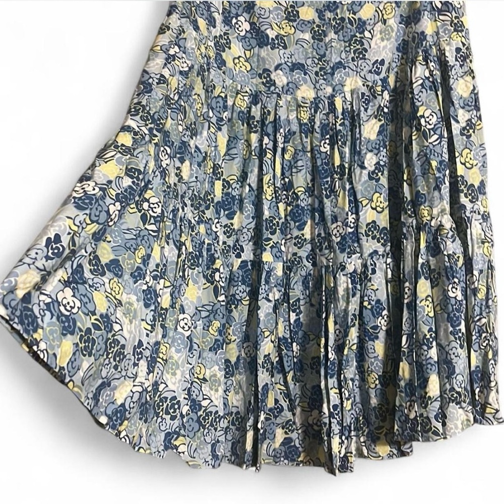 Emma&James Skirt Sz 16 Blue/ Yellow Floral Skater Tiered Flowy A-line Fit&Flare - Picture 3 of 6